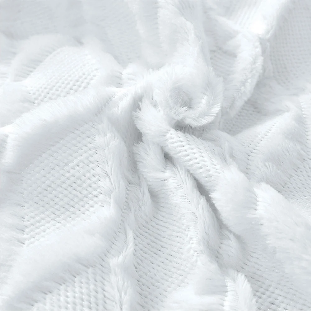White Ivory Farmhouse Pillow Cover Furry Faux Luxury Soft Warm Pillow Case Set